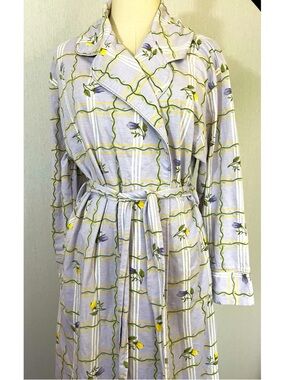 Claire Murray Lilac Purple Floral Full Length 100% Cotton Robe Dressing Gown M